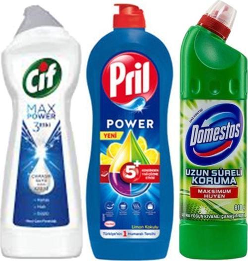 Cif Power Pril Limon Etkili 3'Lü Temizlik Seti