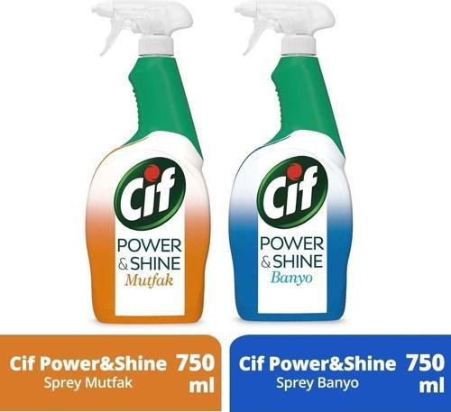 Sprey Temizleyici Power & Shine Banyo 750 Ml+ Power & Shine Sprey Temizleyici Mutfak Yağ Çözü