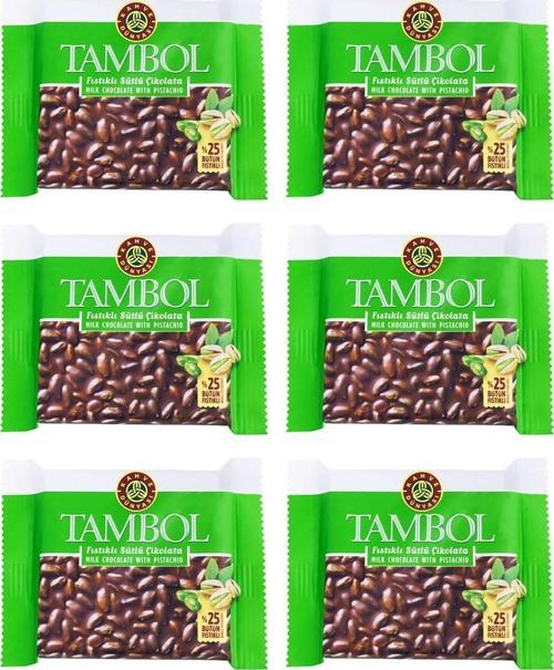 Tambol Antep Fıstıklı Sütlü Çikolata 77 gr x 6 Adet