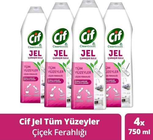 Jel Tüm Yüzeyler Çiçek Ferahlığı Yüzey Temizleyici Çamaşır Suyu Katkılı 750 Ml X4