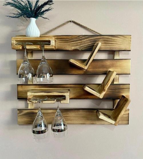 Mini Bar Şaraplık Viski Şampanya Rafı Eskitme