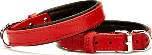 El Yapımı Konforlu Deri Köpek Tasması 2,5x37-45 cm Kırmızı