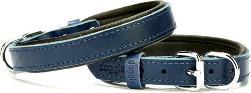 El Yapımı Konforlu Deri Köpek Tasması 2,5x37-45 cm Mavi