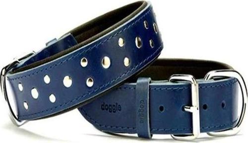 Rivetli Deri Köpek Boyun Tasması 4x57-65 cm Large Mavi