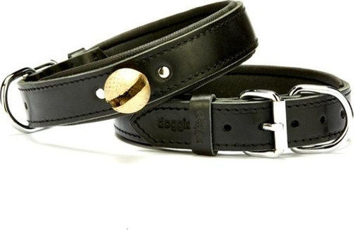 Konforlu Zilli Avcı Deri Köpek Tasması 3x42-50 cm Siyah