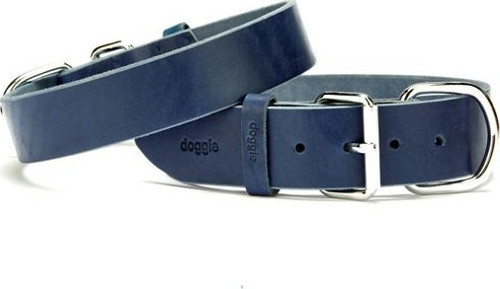 Deri El Yapımı Köpek Boyun Tasması 3,5x47-55 cm Mavi