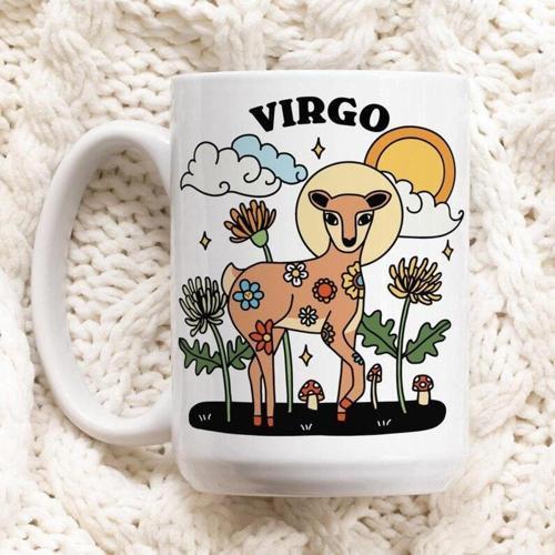 Retro Burç Kupa Başak Astroloji Kahve Kupa Burç Doğum Günü Hediyesi İngilizce Kupa
