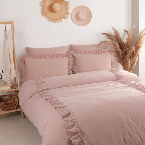 İyi Geceler İstanbul Romantica Brodeli Çift Kişilik Rose Renkli Nevresim Takımı