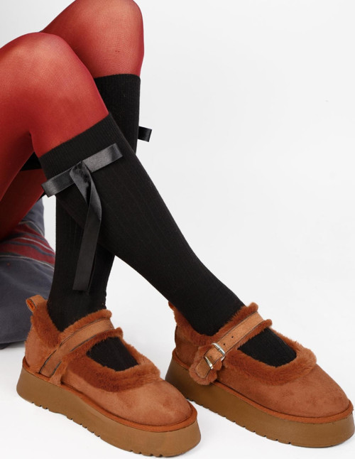 KADIN KALIN TABAN İÇİ KÜRKLÜ PELUŞ GÜNLÜK BABET AYAKKABI