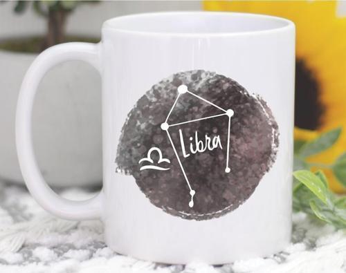 İngilizce Terazi Burcu Kahve Kupa Burç Yıldızı Hediye Kupa Astroloji Temalı Kupa Bardak