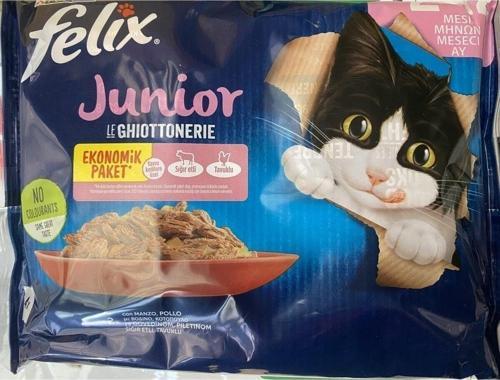 Felıx Felix Junior Tavuklu Ve Sığır Etli Yaş Kedi Maması (4X85Gr) 12 Adet