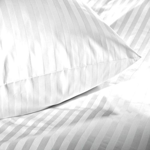 (2 Adet) Bonjour Home Yollu Çizgili Beyaz Saten Yastık Kılıfı 50x70cm  %100 Pamuklu