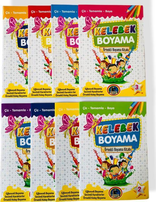 Kelebek Boyama Örnekli Boyama Kitabı 8 Kitap 32 Sayfa