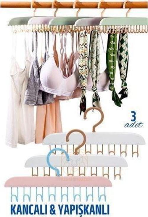 3 LÜ Sütyen Askısı Dolap İçi Şal Kravat Kemer Çanta Askısı 721120