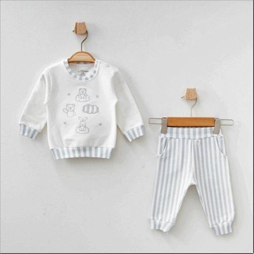 Bulut Desenli 2Li Alt Üst Bebek Takımı 0 Ay -18 Ay Arası Beden