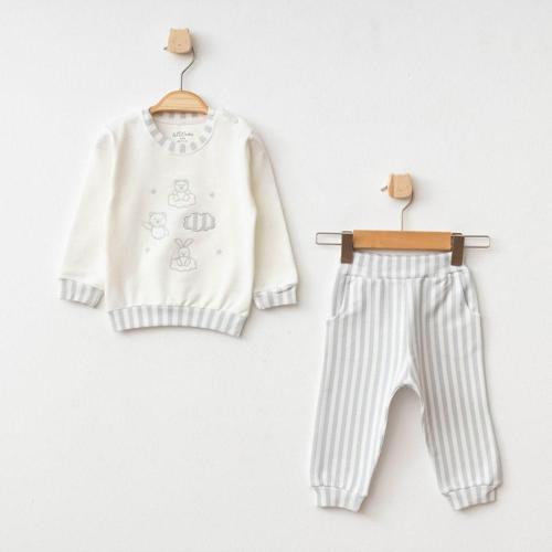 Bulut Ayı Desenli 2Li Alt Üst Bebek Takımı 3 Ay - 36 Ay