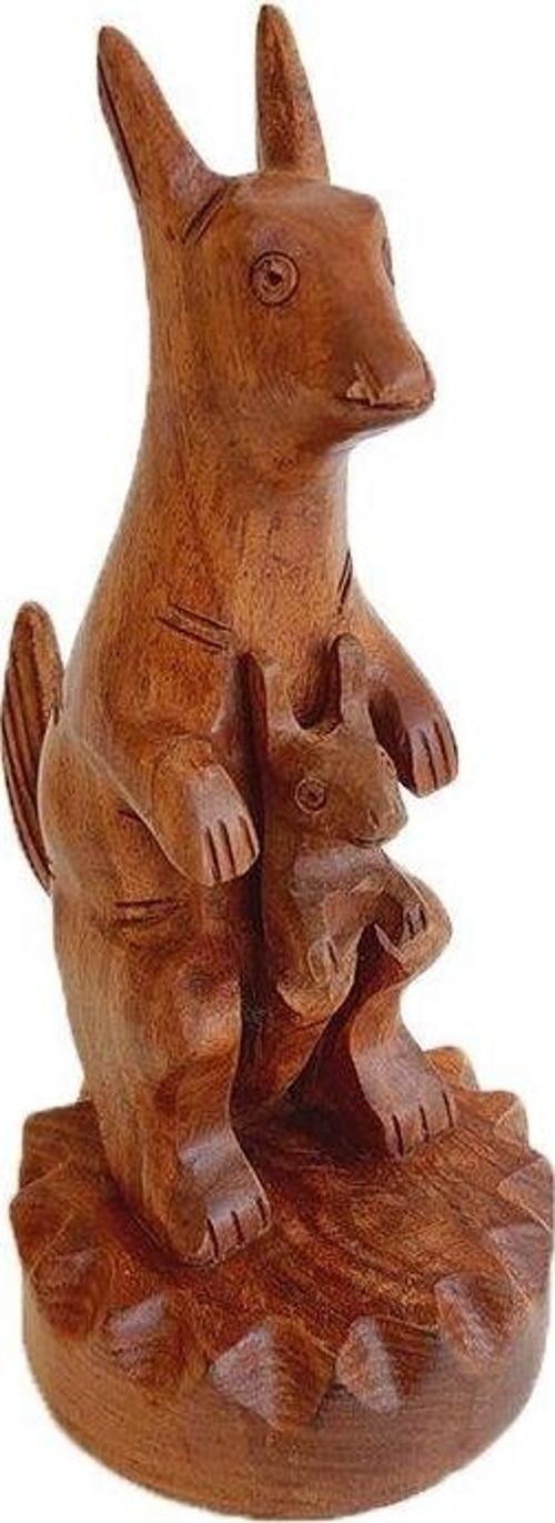 Dekoratif Ahşap El Oyması Kanguru Biblosu 20cm