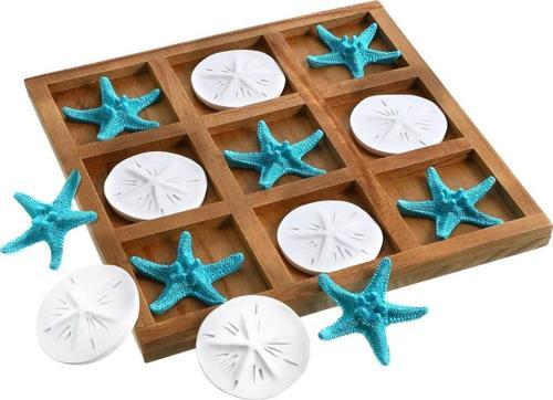 Deniz Yıldızı Desenli Ahşap Tic Tac Toe Oyunu