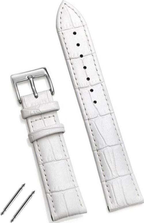 Fossil 20Mm Saat Uyumlu Beyaz Renk Croco Baskılı Deri Saat Kordonu Kayışı