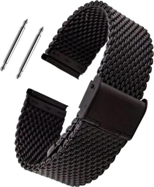 Fossil 20Mm Saat Uyumlu Siyah Renk Kilitli Çelik Hasır Saat Kordonu