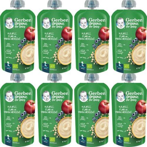 Organic Yulaflı Elma ve Yaban Mersini Püresi 110g​ x 8 Adet