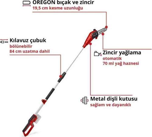 GC LC 18/20 Li T Akü Hariç Akülü Yüksek Dal Budama Testere