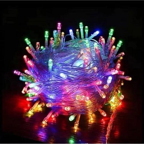 Renkli 10 Metre 100'lü Ledli Yılbaşı Ağaç Işık 8 Fonksiyonlu Rgb Renkli Işık Pirinç Dekoratif Led