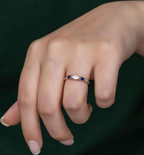 Gümüş Prenses Yüzük. Renkli Taşlı Ayarlanabilir Ölçü. Rose Gold Kaplama 925 Ayar Gümüş
