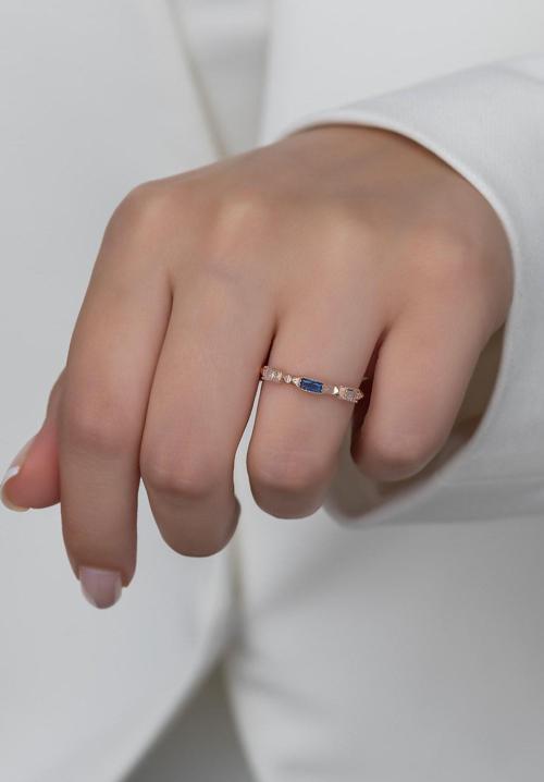 Gümüş Prenses Yüzük. Renkli Taşlı Ayarlanabilir Ölçü. Rose Gold Kaplama 925 Ayar Gümüş