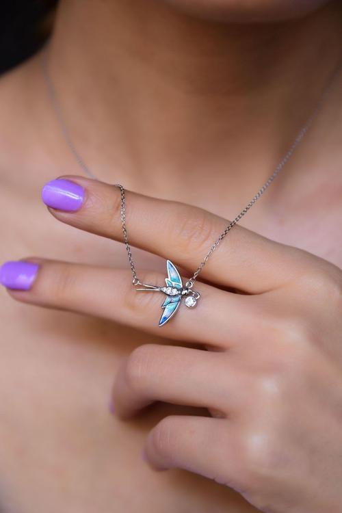 925 Ayar Gümüş Rodyum Kaplama Kırlangıç Tasarım Kolye