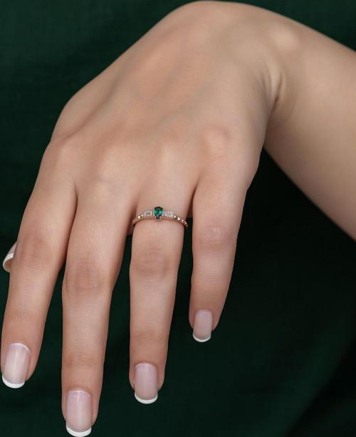 Gümüş Prenses Yüzük. Renkli Taşlı Ayarlanabilir Ölçü. Rose Gold Kaplama 925 Ayar Gümüş