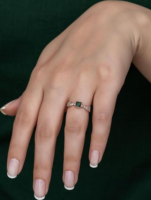 Gümüş Prenses Yüzük. Renkli Taşlı Ayarlanabilir Ölçü. Rose Gold Kaplama 925 Ayar Gümüş