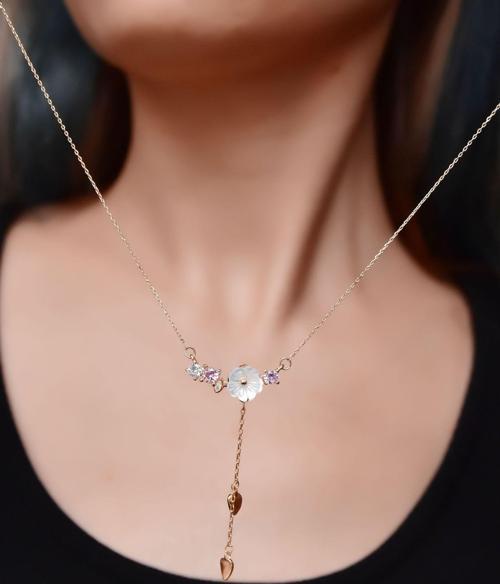 925 Ayar Gümüş Rose Kaplama Kardelen Çiçeği Kolye