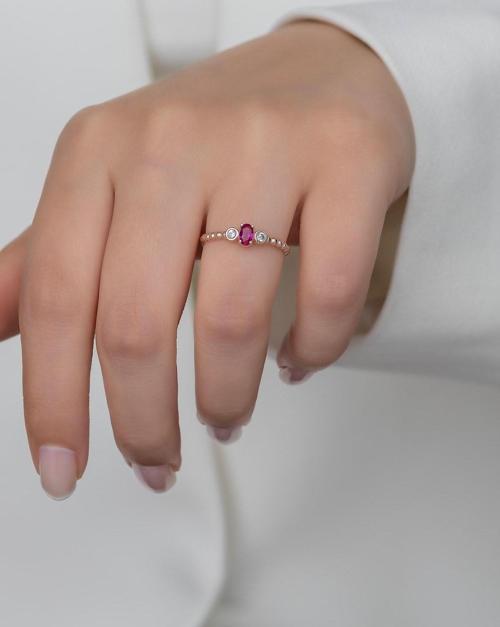 Gümüş Prenses Yüzük. Renkli Taşlı Ayarlanabilir Ölçü. Rose Gold Kaplama 925 Ayar Gümüş