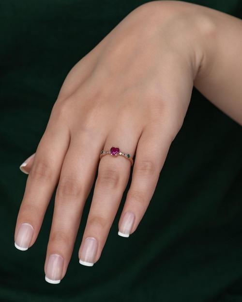 Gümüş Prenses Yüzük. Renkli Taşlı Ayarlanabilir Ölçü. Rose Gold Kaplama 925 Ayar Gümüş