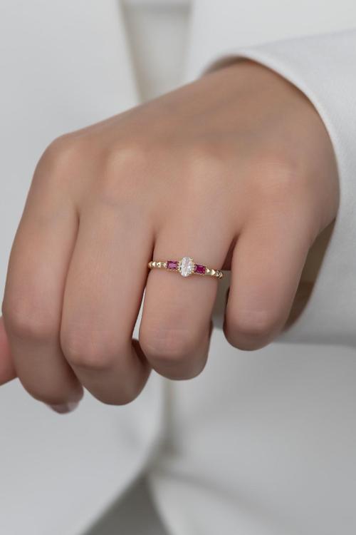 Gümüş Prenses Yüzük. Renkli Taşlı Ayarlanabilir Ölçü. Altın Kaplama 925 Ayar Gümüş