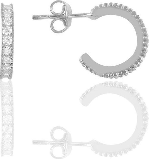 Gümüş rodyumlu zirkon taşlı  13 mm tamtur halka küpe
