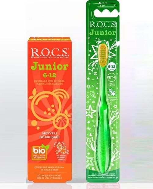 JUNIOR 6-12 MEYVELİ GÖKKUŞAĞI DİŞ MACUNU VE DİŞ FIRÇASI SETİ