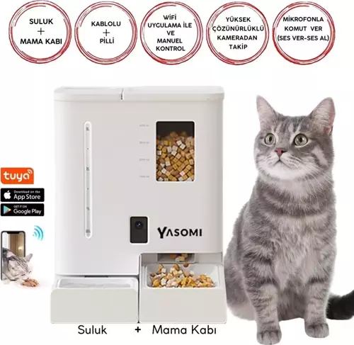 DU-F03V Smartpaw+ 2si1 Arada 4l/5l Kapasiteli Pilli/Kablolu Akıllı Otomatik Mama ve Su Kabı