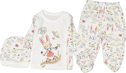 Tavşan Baskılı 3 Parça Kız Bebek Ekru Renk Takım 218259