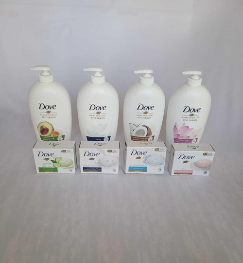 Sıvı Sabun 4'Lü Set X 450 ml. / Dove Katı Sabun 4'Lü Set X 90 gr