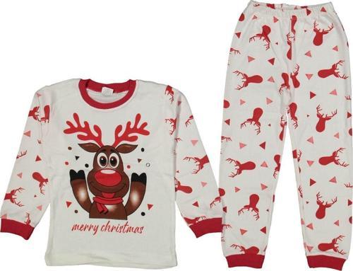 Geyik Baskılı Noel 2 Parça Beyaz Renk Çocuk Pijama Takımı236193