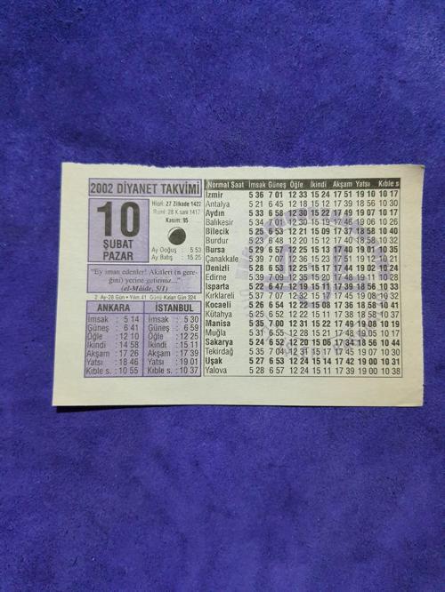 10 Şubat 2002 Takvim Yaprağı - Nostaljik Koleksiyonluk Takvim Yaprağı