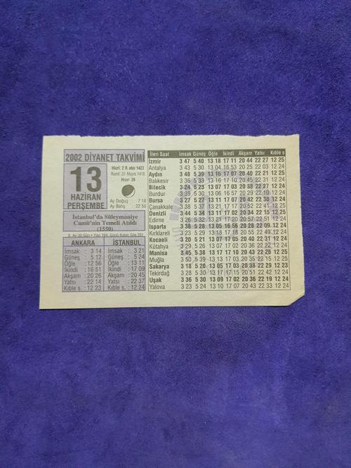 13 Haziran 2002 Takvim Yaprağı - Nostalji Koleksiyonluk Takvim Yaprağı A