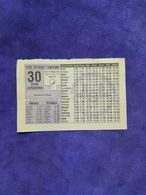 30 Ocak 2002 Takvim Yaprağı - Nostaljik Koleksiyonluk Takvim Yaprağı