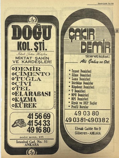 Ankara 1986 Meslek Reklam İlanı Efemera S105