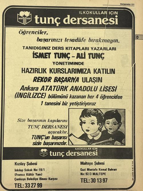 Ankara 1986 Meslek Reklam İlanı Efemera S121