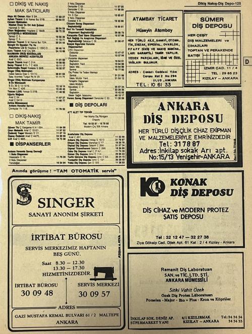 Ankara 1986 Meslek Reklam İlanı Efemera S125