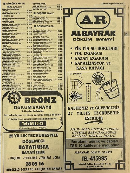 Ankara 1986 Meslek Reklam İlanı Efemera S131