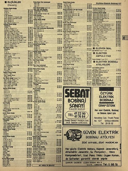 Ankara 1986 Meslek Reklam İlanı Efemera S137